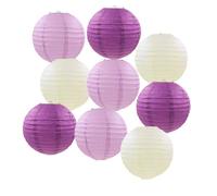 FANSU Colorées Lanterne Papier, 9 Pcs Lanterne en Papier à Suspendues, Rond Lampion Papier pour Mariages, Anniversaires, Jardin,Fêtes et Événements Lampion (20cm,Violet)