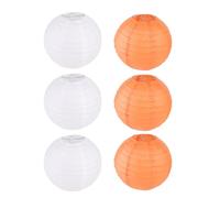 FANSU Colorées Lanterne Papier, Lanterne en Papier à Suspendues, 6 PCS Coloré Rond Lampion Papier pour Mariages, Anniversaires, Jardin,Fêtes et Événements Lampion (40cm,Blanc Orange)