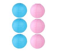 FANSU Colorées Lanterne Papier, Lanterne en Papier à Suspendues, 6 PCS Coloré Rond Lampion Papier pour Mariages, Anniversaires, Jardin,Fêtes et Événements Lampion (10cm,Bleu Rose)