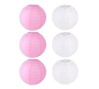 FANSU Colorées Lanterne Papier, Lanterne en Papier à Suspendues, 6 PCS Coloré Rond Lampion Papier pour Mariages, Anniversaires, Jardin,Fêtes et Événements Lampion (40cm,Rose Blanc)