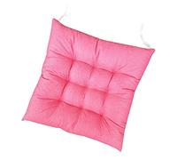 FANSU Coussin de Chaise avec Attache, Couleur Unie Lin Galette de Chaise Epais Tatami Respirant Confortable Coussins de Chaise pour Intérieur Extérieur Jardin Patio (Rose,50x50x8cm)