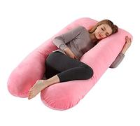 FANSU Coussin de Grossesse en Forme de U, Confort Coussin d'allaitement Doux Polaire Oreiller de Grossesse pour Maintenir Hanches, Votre Dos, Jambes et Ventre (140x80cm,Rose)