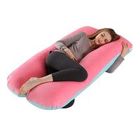 FANSU Coussin de Grossesse en Forme de U, Confort Coussin d'allaitement Doux Polaire Oreiller de Grossesse pour Maintenir Hanches, Votre Dos, Jambes et Ventre (130x70cm,Bleu Poudre)