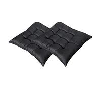 FANSU Coussins de Chaises Carrés Lot de 2, Coussin de Chaise avec Attache - Galette de Chaise Epais Tatami Coussins de Chaise pour Intérieur Extérieur Jardin Patio (Noir,45x45x8cm)