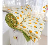 FANSU Couvre Lit Matelassé Réversible Dessus de Lit Couverture Climatisation Couette Parure de Lit Canapé l'Air Conditionné Imprimé Courtepointe (200x230cm,Beige Orange)