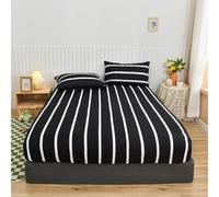 FANSU Drap Housse Bonnet 25 cm Matelas 2 Personnes, Drap Housse Enfant avec Élastique Tout Autour, DrapHousse Microfibre Doux (Rayures Blanches,150x200+25cm)