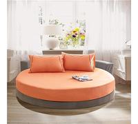 FANSU Drap Housse Rond, Doux Drap-Housse en Coton Élastique Respirant Housse de Matelas Confortable Couleur Unie Couvre-lit pour Thème Hôtel (220x220+25cm,Orange)