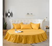 FANSU Drap Housse Rond, Doux Drap-Housse en Coton Élastique Respirant Housse de Matelas Confortable Couvre-lit pour Thème Hôtel (220cm,Jaune)