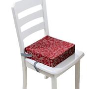 FANSU Enfant Réhausseur Coussin de Siège Chaise Haute avec Boucle de Sécurité, Noël Dessin animé Impression Eponge Confortable Coussins pour Repas Voyage de Bébé (40x40x10cm,Rouge)