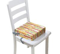 FANSU Enfant Réhausseur Coussin de Siège Chaise Haute avec Boucle de Sécurité, Noël Dessin animé Impression Eponge Confortable Coussins pour Repas Voyage de Bébé (40x40x10cm,Bande)