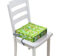 FANSU Enfant Réhausseur Coussin de Siège Chaise Haute, Bohême Imprimé Eponge Confortable Coussins pour Repas Voyage de Bébé, avec Boucle de Sécurité (40x40x10cm,l'herbe verte)