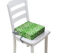FANSU Enfant Réhausseur Coussin de Siège Chaise Haute, Bohême Imprimé Eponge Confortable Coussins pour Repas Voyage de Bébé, avec Boucle de Sécurité (40x40x10cm,Vert)
