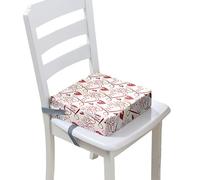 FANSU Enfant Réhausseur Coussin de Siège Chaise Haute, Cœur Imprimé Eponge Confortable Coussins pour Repas Voyage de Bébé, avec Boucle de Sécurité (32x32x8cm,LOVE You)