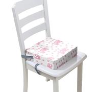 FANSU Enfant Réhausseur Coussin de Siège Chaise Haute, Cœur Imprimé Eponge Confortable Coussins pour Repas Voyage de Bébé, avec Boucle de Sécurité (32x32x8cm,Blanc)