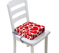 FANSU Enfant Réhausseur Coussin de Siège Chaise Haute, Cœur Imprimé Eponge Confortable Coussins pour Repas Voyage de Bébé, avec Boucle de Sécurité (32x32x8cm,rouge 2)