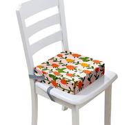 FANSU Enfant Réhausseur Coussin de Siège Chaise Haute, Dessin animé Fraise Impression Eponge Confortable Coussins pour Repas Voyage de Bébé, avec Boucle de Sécurité (32x32x8cm,Usine)