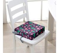 FANSU Enfant Réhausseur Coussin de Siège Chaise Haute, Impression de Cactus Eponge Confortable Coussins pour Repas Voyage de Bébé, avec Boucle de Sécurité (Herbe,32x32x8cm)