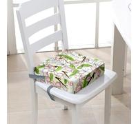 FANSU Enfant Réhausseur Coussin de Siège Chaise Haute, Impression de Fleur Eponge Confortable Coussins pour Repas Voyage de Bébé, avec Boucle de Sécurité (32x32x8cm,Vert)