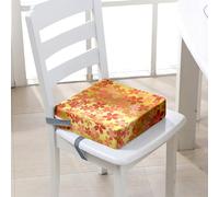 FANSU Enfant Réhausseur Coussin de Siège Chaise Haute, Impression de Fleur Eponge Confortable Coussins pour Repas Voyage de Bébé, avec Boucle de Sécurité (40x40x10cm,Jaune)
