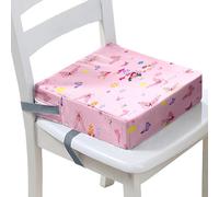 FANSU Enfant Réhausseur Coussin de Siège Chaise Haute, Impression de Papillon Eponge Confortable Coussins pour Repas Voyage de Bébé, avec Boucle de Sécurité (Rose,32x32x8cm)
