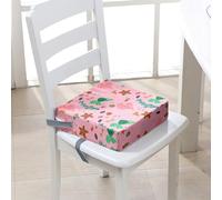 FANSU Enfant Réhausseur Coussin de Siège Chaise Haute, Impression de Tortue de mer Eponge Confortable Coussins pour Repas Voyage de Bébé, avec Boucle de Sécurité (12.6x12.6x3.1inch,Rose)