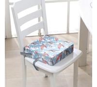FANSU Enfant Réhausseur Coussin de Siège Chaise Haute, Impression de Tortue de mer Eponge Confortable Coussins pour Repas Voyage de Bébé, avec Boucle de Sécurité (12.6x12.6x3.1inch,Bleu)