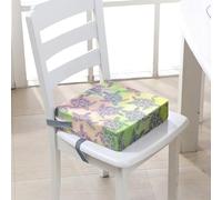 FANSU Enfant Réhausseur Coussin de Siège Chaise Haute, Impression de Tortue de mer Eponge Confortable Coussins pour Repas Voyage de Bébé, avec Boucle de Sécurité (15.7x15.7x3.9inch,Vert)