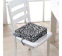 FANSU Enfant Réhausseur Coussin de Siège Chaise Haute, Imprimé léopard Eponge Confortable Coussins pour Repas Voyage de Bébé, avec Boucle de Sécurité (40x40x10cm,gris)