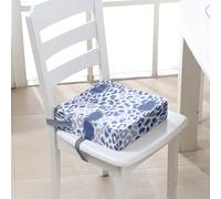FANSU Enfant Réhausseur Coussin de Siège Chaise Haute, Imprimé léopard Eponge Confortable Coussins pour Repas Voyage de Bébé, avec Boucle de Sécurité (40x40x10cm,Bleu)