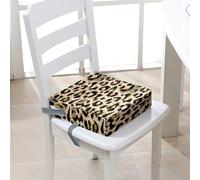FANSU Enfant Réhausseur Coussin de Siège Chaise Haute, Imprimé léopard Eponge Confortable Coussins pour Repas Voyage de Bébé, avec Boucle de Sécurité (40x40x10cm,Kaki)