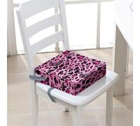FANSU Enfant Réhausseur Coussin de Siège Chaise Haute, Imprimé léopard Eponge Confortable Coussins pour Repas Voyage de Bébé, avec Boucle de Sécurité (40x40x10cm,rose rouge)