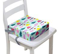 FANSU Enfant Réhausseur Coussin de Siège Chaise Haute, Océan Poisson Impression Eponge Confortable Coussins pour Repas Voyage de Bébé, avec Boucle de Sécurité (Bleu,32x32x8cm)
