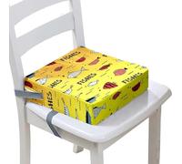 FANSU Enfant Réhausseur Coussin de Siège Chaise Haute, Océan Poisson Impression Eponge Confortable Coussins pour Repas Voyage de Bébé, avec Boucle de Sécurité (Jaune,32x32x8cm)