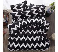 FANSU Ensemble de Literie 4 Pièces Microfibre Modèle de Moderne Géométrie, Housse de Couettes 220x240cm, 2 Taies d'oreillers 50x50cm, 1 Drap de lit 250x230cm, Noir Blanc