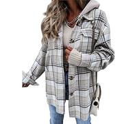 FANSU Femme Chemise à Carreaux à Manches Longues, Bûcheron Veste Mode Chic Plaid Blouse Casual Vintage Chemisier Blouson Oversize Automne Hiver Manteau à Boutons