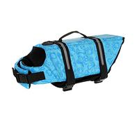 FANSU Gilet de Sauvetage pour Chien avec Poignée, Gilet de Sauvetage Réglable pour Chiens de Petite, Moyenne et Grande ta pour la Sécurité de l'eau à la Plage, à la Piscine (M,Empreintes Bleues)