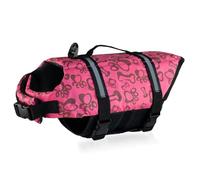 FANSU Gilet de Sauvetage pour Chien avec Poignée, Gilet de Sauvetage Réglable pour Chiens de Petite, Moyenne et Grande pour Sécurité de l'eau Plage, Piscine (XS,Crâne Rose)