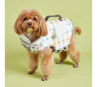 FANSU Gilet de Sauvetage pour Chien avec Poignée, Gilet de Sauvetage Réglable pour Chiens de Petite, Moyenne et Grande ta pour la Sécurité de l'eau à la Plage, à la Piscine (S,Plaid Blanc)