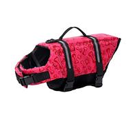 FANSU Gilet de Sauvetage pour Chien avec Poignée, Gilet de Sauvetage Réglable pour Chiens de Petite, Moyenne et Grande ta pour la Sécurité de l'eau à la Plage, à la Piscine (XL,Crâne Rose)