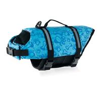FANSU Gilet de Sauvetage pour Chien avec Poignée, Gilet de Sauvetage Réglable pour Chiens de Petite, Moyenne et Grande pour Sécurité de l'eau Plage, Piscine (XXS,Crâne Bleu)