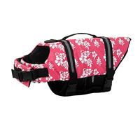 FANSU Gilet de Sauvetage pour Chien avec Poignée, Gilet de Sauvetage Réglable pour Chiens de Petite, Moyenne et Grande ta pour la Sécurité de l'eau à la Plage, à la Piscine (XXS,Fleur Rose)