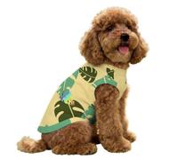 FANSU Gilet Rafraîchissant en Soie Glacée pour Chien Chat,Impression Feuilles Veste de Soie, Glacée Élastique Manteau Frais, sans Manche pour Petites/Moyennes/Grandes Races (Feuille Monstera,S)