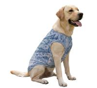 FANSU Gilet Rafraîchissant en Soie Glacée pour Chien Chat,Impression Veste de Soie, Glacée Élastique Manteau Frais, sans Manche pour Petites/Moyennes/Grandes Races (Bleu,XL)