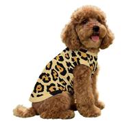 FANSU Gilet Rafraîchissant en Soie Glacée pour Chien Chat, Imprimé Léopard Veste de Soie, Glacée Élastique Manteau Frais, sans Manche pour Petites/Moyennes/Grandes Races (Jaune,XS)