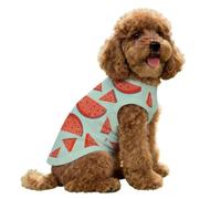 FANSU Gilet Rafraîchissant en Soie Glacée pour Chien Chat, Imprimé Pastèque Veste de Soie, Glacée Élastique Manteau Frais, sans Manche pour Petites/Moyennes/Grandes Races (Vert 1,XS)