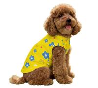 FANSU Gilet Rafraîchissant en Soie Glacée pour Chien Chat, Veste de Soie à Motif Floral, Glacée Élastique Manteau Frais,sans Manche pour Petites/Moyennes/Grandes Races (Fleur Bleue,XL)