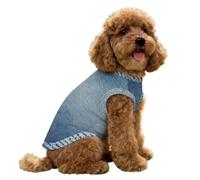 FANSU Gilet Rafraîchissant en Soie Glacée pour Chien Chat, Veste de Soie Imprimé Jean, Glacée Élastique Manteau Frais, sans Manche pour Petites/Moyennes/Grandes Races (Bleu,XL)
