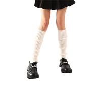 FANSU Guêtres Femme Chaude Jambiere Femme Hiver, Jambières à Tricoter d'hiver Tricot Jambe Chaussette pour Fille, Yoga, Ballet, Danse (Blanc,1 Paire)
