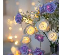 FANSU Guirlande Lumineuse Exterieure de Jardin Roses Colorées, Lumière Extérieure Jardin Solaire 8 Modes pour Intérieur/Extérieur Décoration Mariage Terrasse Balcon Pergola (Violet,7m/50 LED)