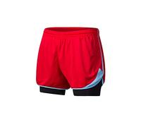 FANSU Hommes 2 en 1 Shorts de Course, Short de Sport Poche Base Layer Stretch Compression Léger Respirant Séchage Rapide Pantalon Court Leggings Bermuda Été (L,Rouge Noir)